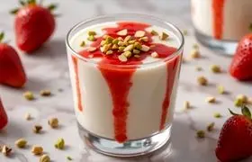 طرز تهیه محلبی توت فرنگی با سس خوشمزه
