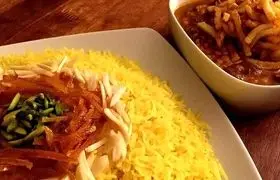 طرز تهیه شکرپلوی شیرازی با خورشت قیمه مجلسی