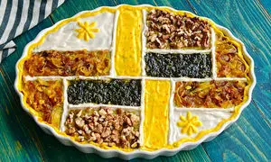 حلیم بادمجان مجلسی خوشمزه با برنج و گوشت