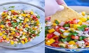 سالسا میوه با چیپس ذرت ؛ ساده ، رنگی و دوست داشتنی