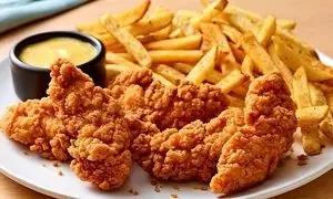 طرز تهیه مرغ سوخاری رستورانی با سس و سیب زمینی سرخ کرده مخصوص