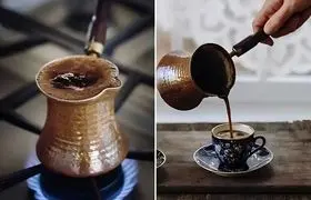 روش دم کردن قهوه ترک روی گاز با شیر جوش استیل