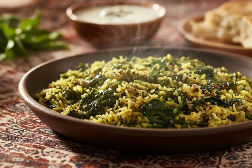 طرز تهیه اسفناج پلو ساده