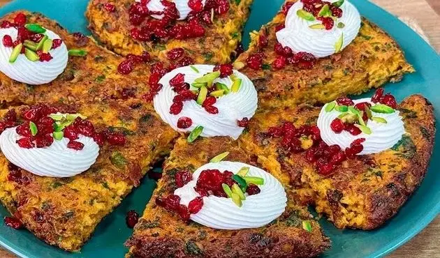 کوکو هویج زعفرانی ؛ پیش غذایی فوری سبک و خوش طعم