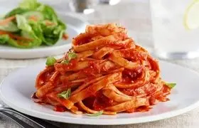 پاستا فتوچینی با سس گوجه ، سیر و فلفل کبابی + روش تهیه