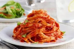 پاستا فتوچینی با سس گوجه ، سیر و فلفل کبابی + روش تهیه